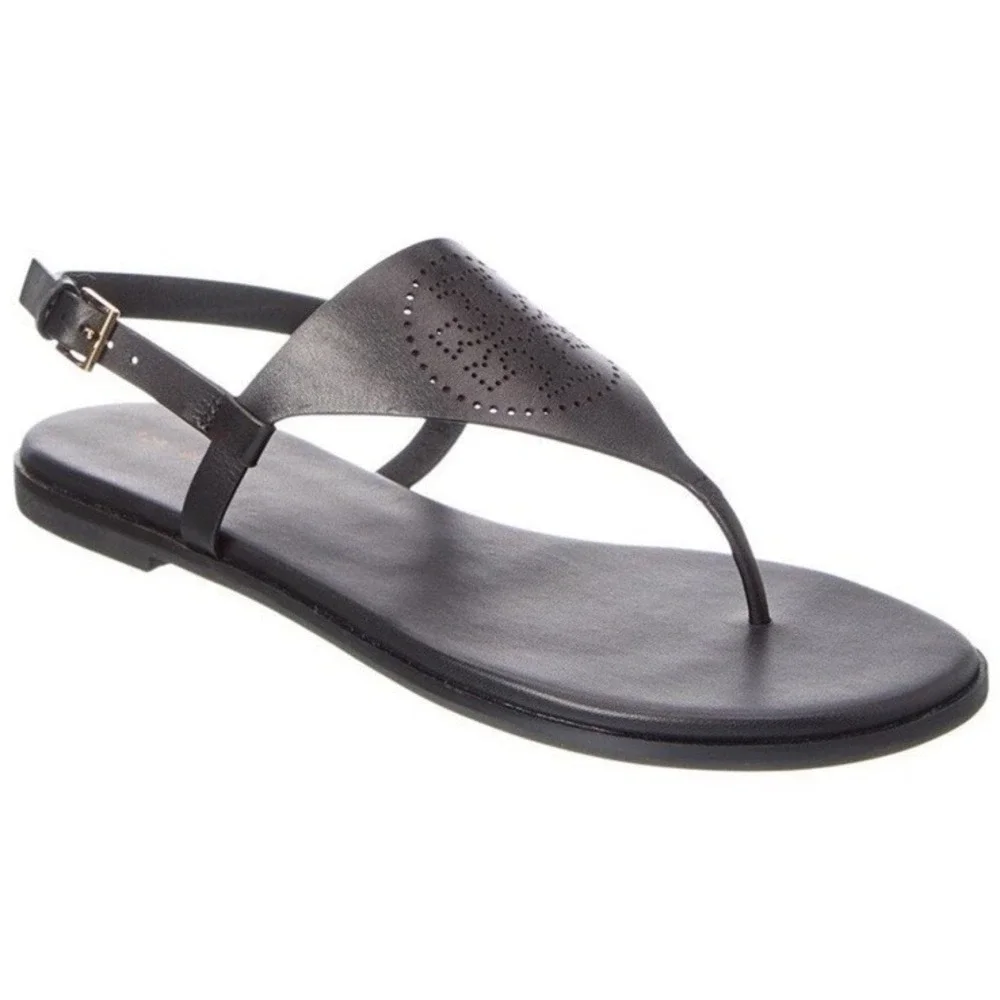 Tory Burch Capri Perf Sandal Thong Leather Perfect Black Size‎ 7 NWOB